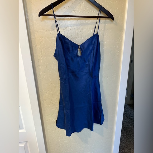 Victoria’s Secret Silk Chemise Gown Panty Set Royal Blue - Picture 1 of 7